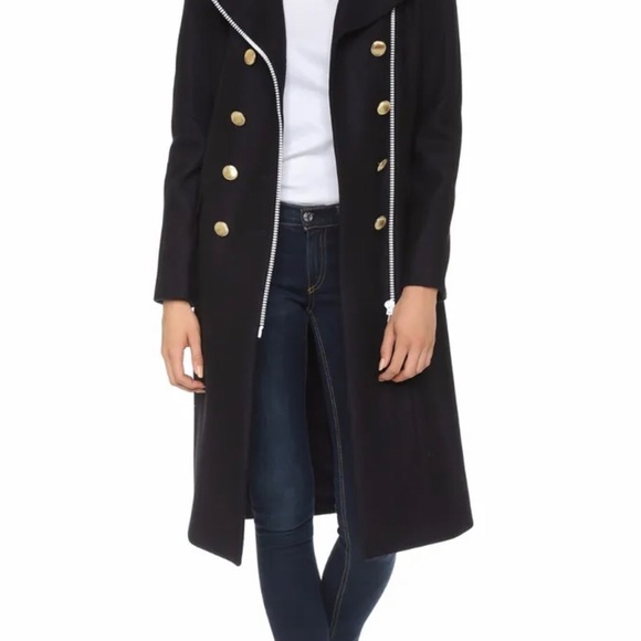 RAG & BONE Sullivan Shearling Collar Double Breasted Wool Coat Zip Jacket *SZ 8 - Picture 7 of 10